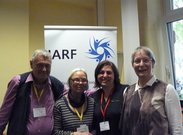Wolfgang Jantz, Unitarier, Annelies Trenning, IARF, Fatime Sulejmani, Bektashi, und Wytske Dijstra, IARF, auf dem Unitariertag 2015.